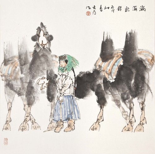 1-劉大為：瀚海駝鈴（中國(guó)畫）68X68，2006年作