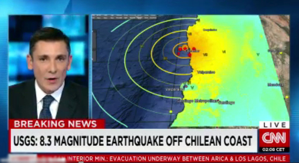 智利西部海域發(fā)生8.3級地震 已發(fā)布海嘯預(yù)警6