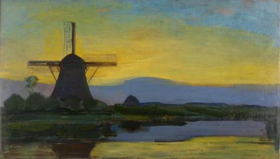 水邊風(fēng)車（Oostzijde Windmill at Night),1907-08