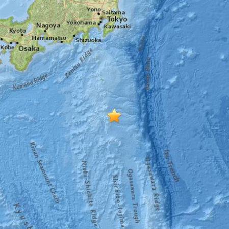 日本東南部海域發(fā)生4.9級地震。（圖片來源：美國地質(zhì)勘探局網(wǎng)站）