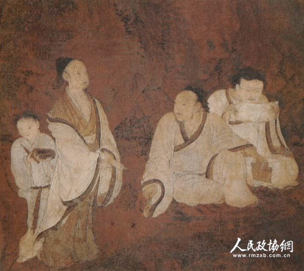 隋展子虔《授經(jīng)圖》  臺(tái)北故宮博物院藏_副本