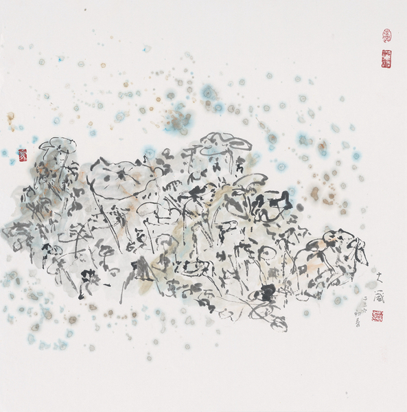 19.邵大箴《山水》水墨2016年初春，69cmx69cm