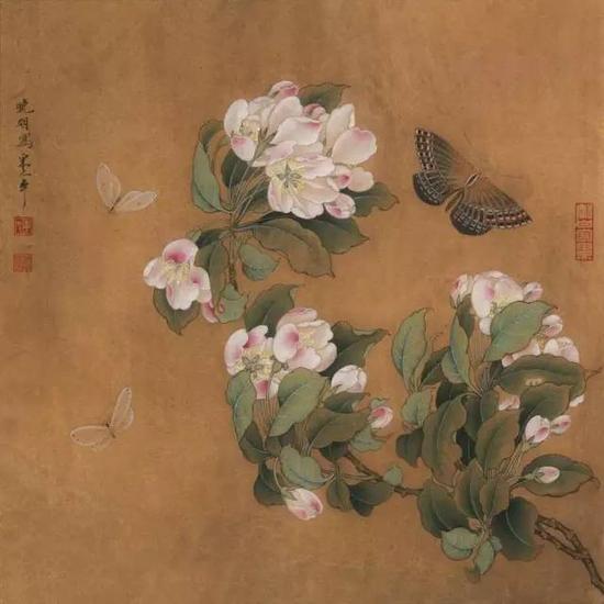 《海棠蛺蝶圖頁》 宋 絹本設(shè)色 縱25cm，橫24.5cm