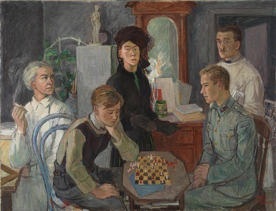 　　Tove Jansson， Family， 1942， Oil， 89 x 116 cm， Private Collection。 Photo： Finnish National Gallery / Hannu Aaltonen