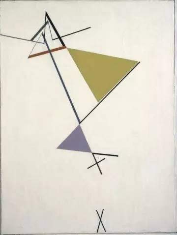 　　《三角的發(fā)展（Development of a Triangle）》，托馬斯?馬爾多納多（TomásMaldonado），布面油畫，1949年