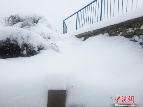 11月21日，河北承德持續(xù)降雪，過(guò)程雪量達(dá)到中到大雪，甚至暴雪。承德發(fā)布暴雪黃色預(yù)警。圖為厚厚的積雪。孫超 攝