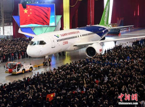 資料圖：中國(guó)自主研制的C919大型客機(jī)。<a target='_blank' href='http://www.chinanews.com/'>中新社</a>記者 孫自法 攝