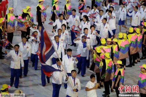 資料圖：2016年里約奧運會上，朝鮮代表團入場。