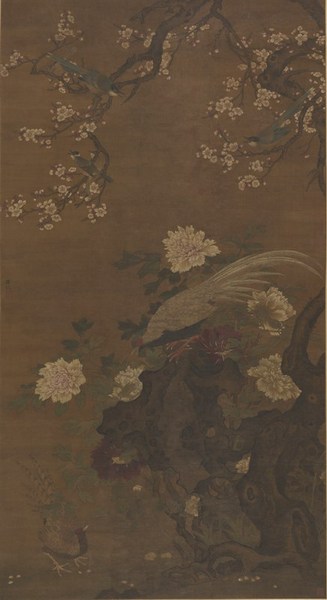     （明 ）呂紀(jì)《 牡丹白鷴圖》， 184×99.8cm， 中國畫， 中國美術(shù)館藏