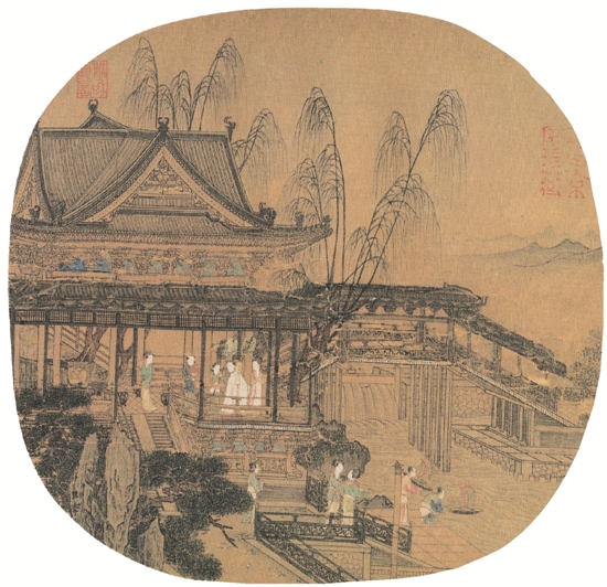 宋 李嵩 水殿招涼圖 24.5×25.4cm