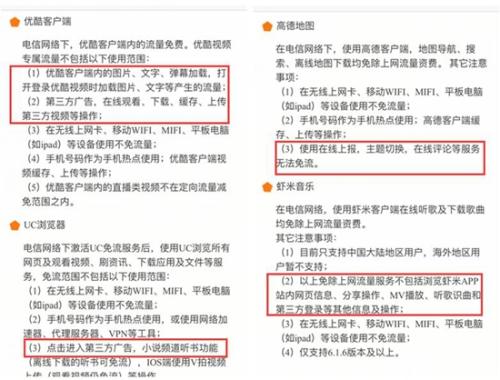 某定向流量卡設(shè)定了種種要求，用戶(hù)難以做到不使用套餐外流量。APP截圖