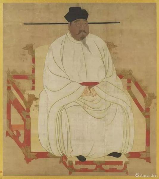 （傳）王靄《宋太祖坐像》絹本、設(shè)色，縱191cm橫：169.7cm，現(xiàn)藏臺北故宮博物院