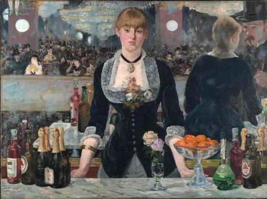 《女神游樂廳酒吧（A Bar at the Folies-Berge?re）》，馬奈，1882年