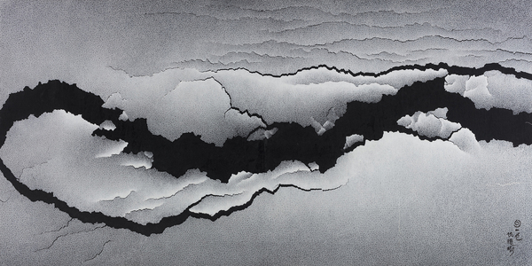 仇德樹，裂變 - 太和，122×244cm，宣紙、丙烯、畫布，2008