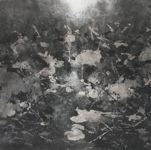 陸春濤，荷塘·2014No.105，97×97cm，紙本水墨設(shè)色，2014