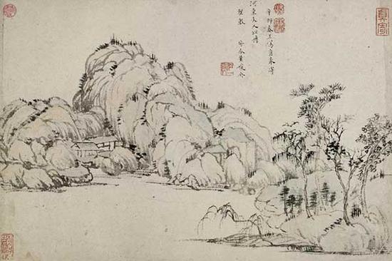 圖1  黃媛介 山水圖  卷 紙本設(shè)色 縱25.1厘米 橫37.2厘米 1651年 故宮博物院