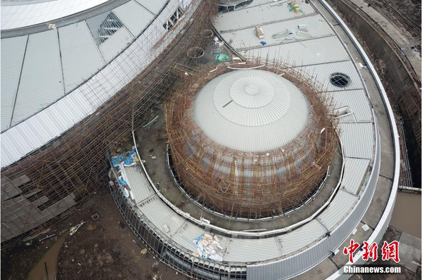 天文館在建的球幕影院。張亨偉 攝