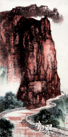 渠水穿山來(lái)70x135cm-1973年-何鏡涵